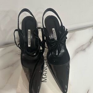 Manolo Blahnik Glossy Black Heels
